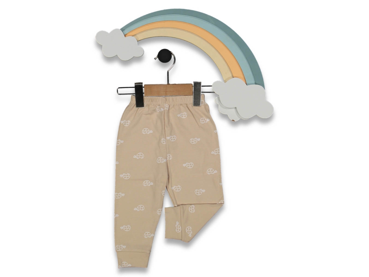 ERKEK 1/9 AY BEYAZ KAPLUMBAGA DESENLI MANSETLI TEK