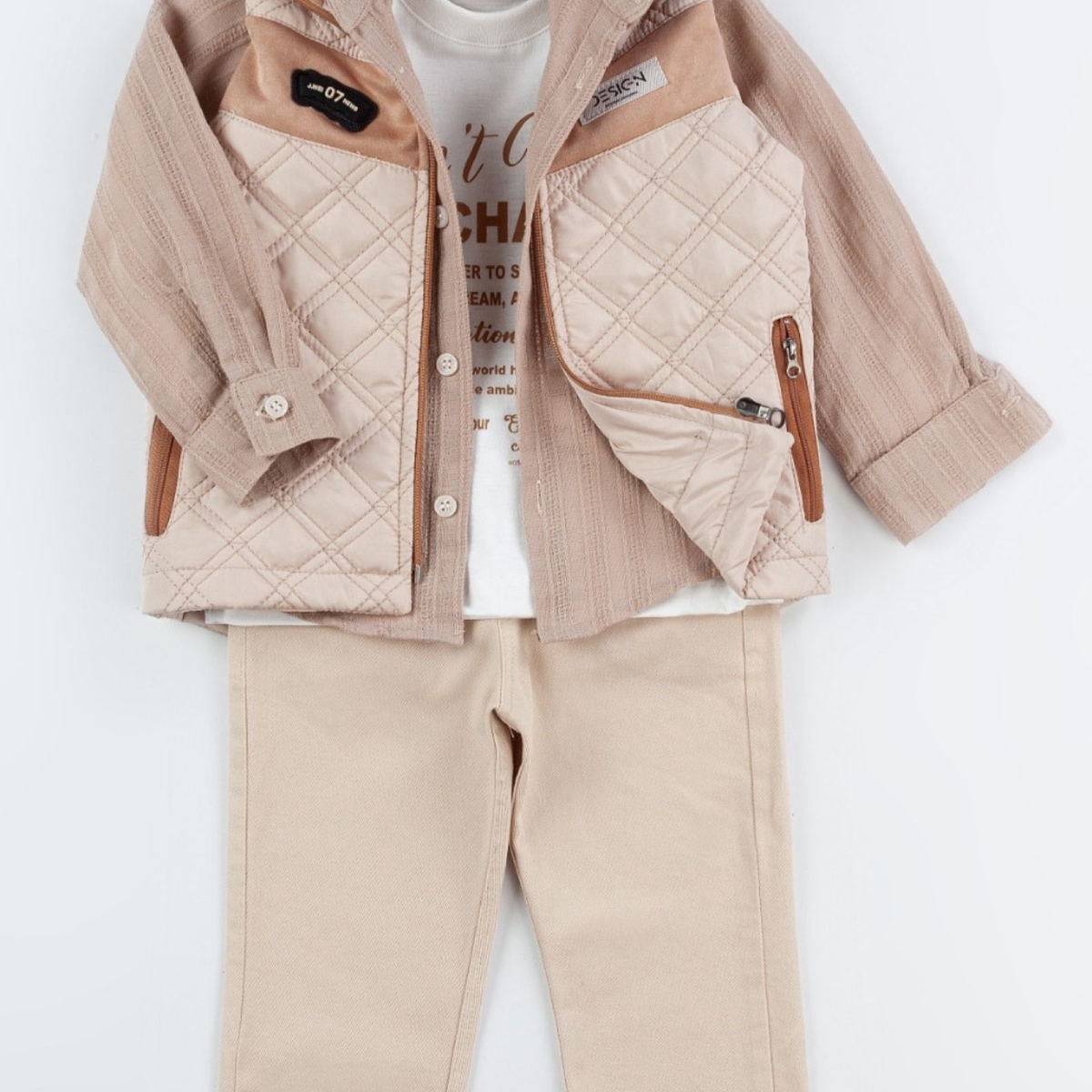 ERKEK 2/5 YAŞ FERMUAR CEPLİ KAPİTONE YELEKLİ TAKIM