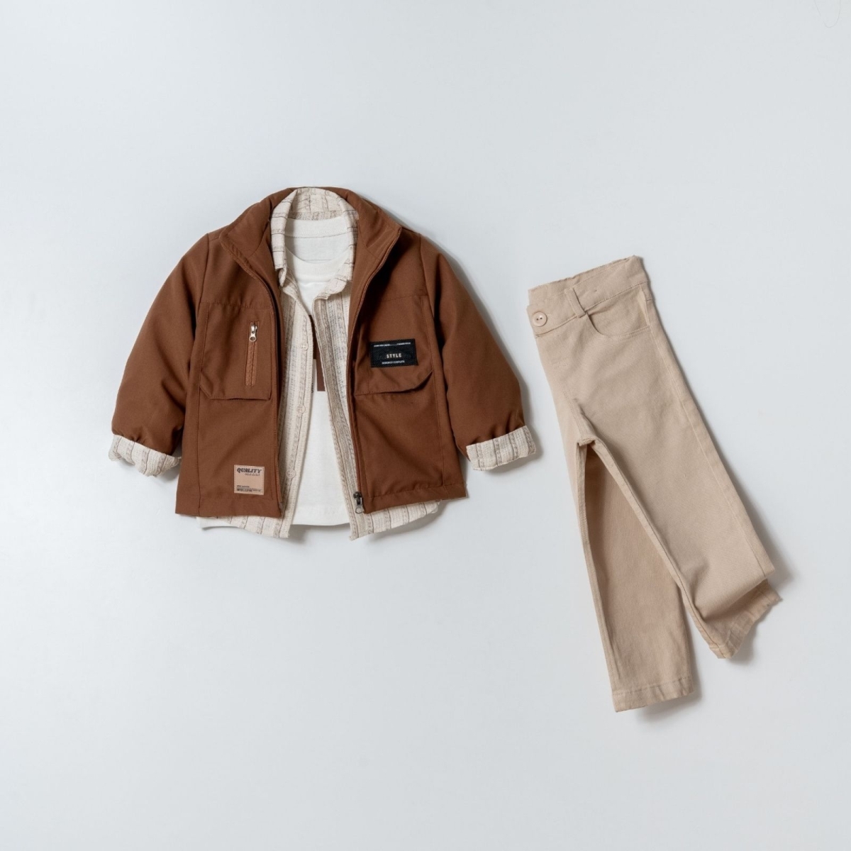 ERKEK 2/5 YAŞ FERMUARLI TORBA CEPLİ CEKETLİ TAKIM