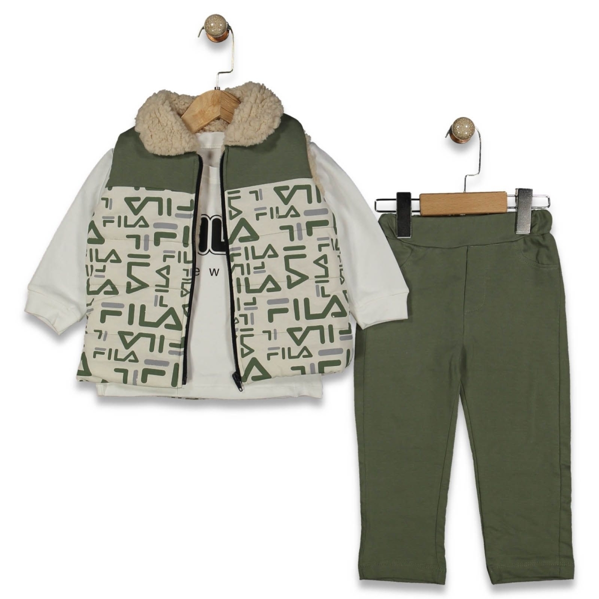 ERKEK 2/5 YAŞ FILA YAZILI YELEKLİ 3LÜ TAKIM