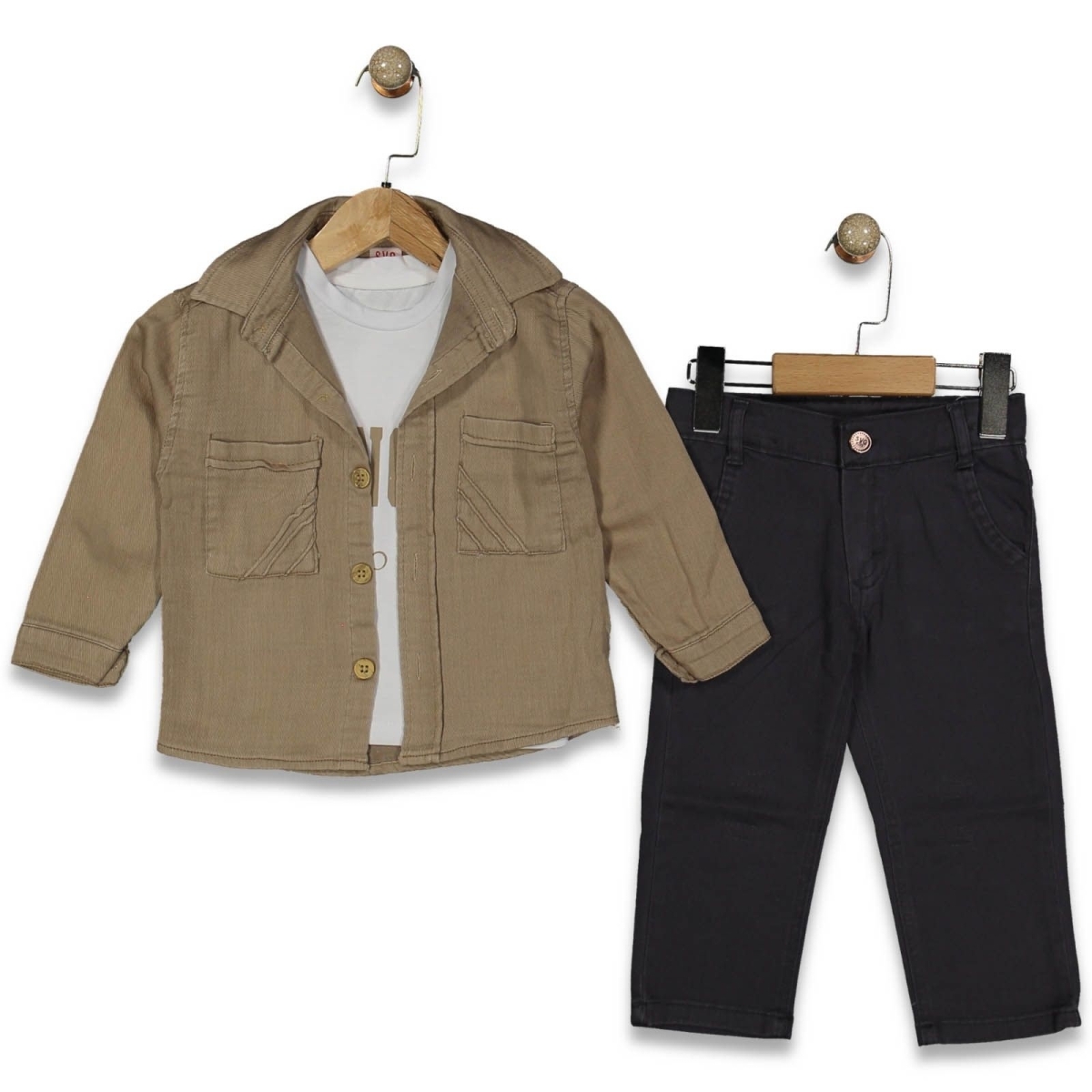 ERKEK 2/5 YAŞ GABARDİN MÜSLİN GÖMLEK ÜÇLÜ TAKIM