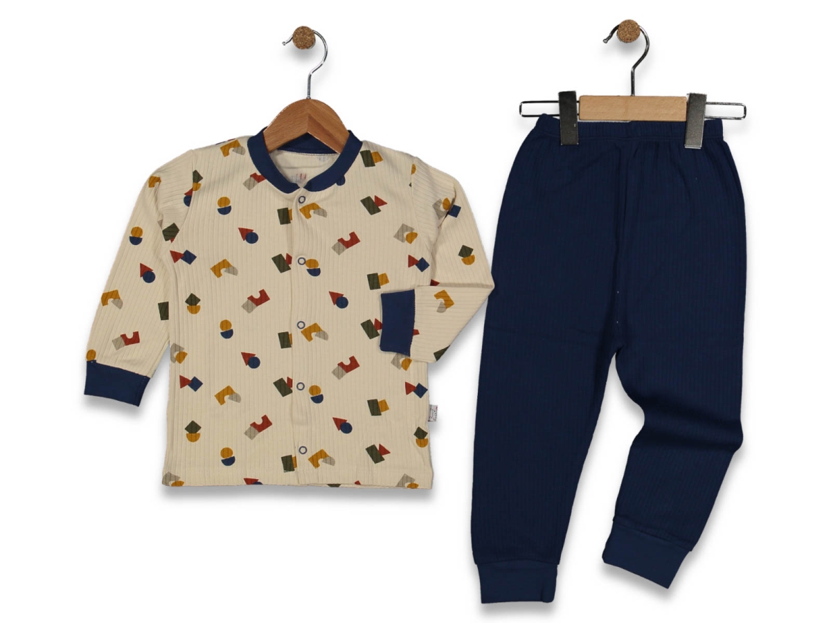 ERKEK 2/5 YAŞ GEOMETRİ ÇITÇITLI PİJAMA TAKIM