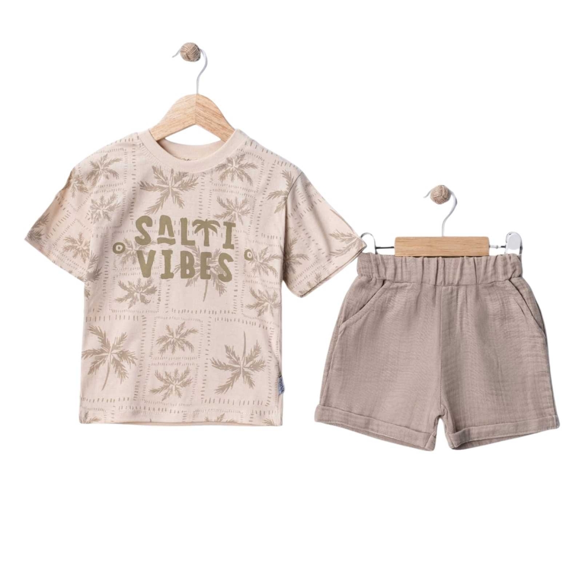 ERKEK 2/5 YAŞ MÜSLİN ŞORTLU BASKILI TAKIM