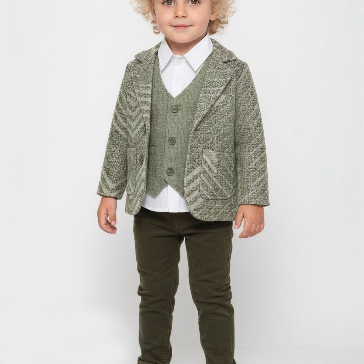 ERKEK 2/5 YAŞ V ÇİZGİLİ CEKET TAKIM 4'LÜ