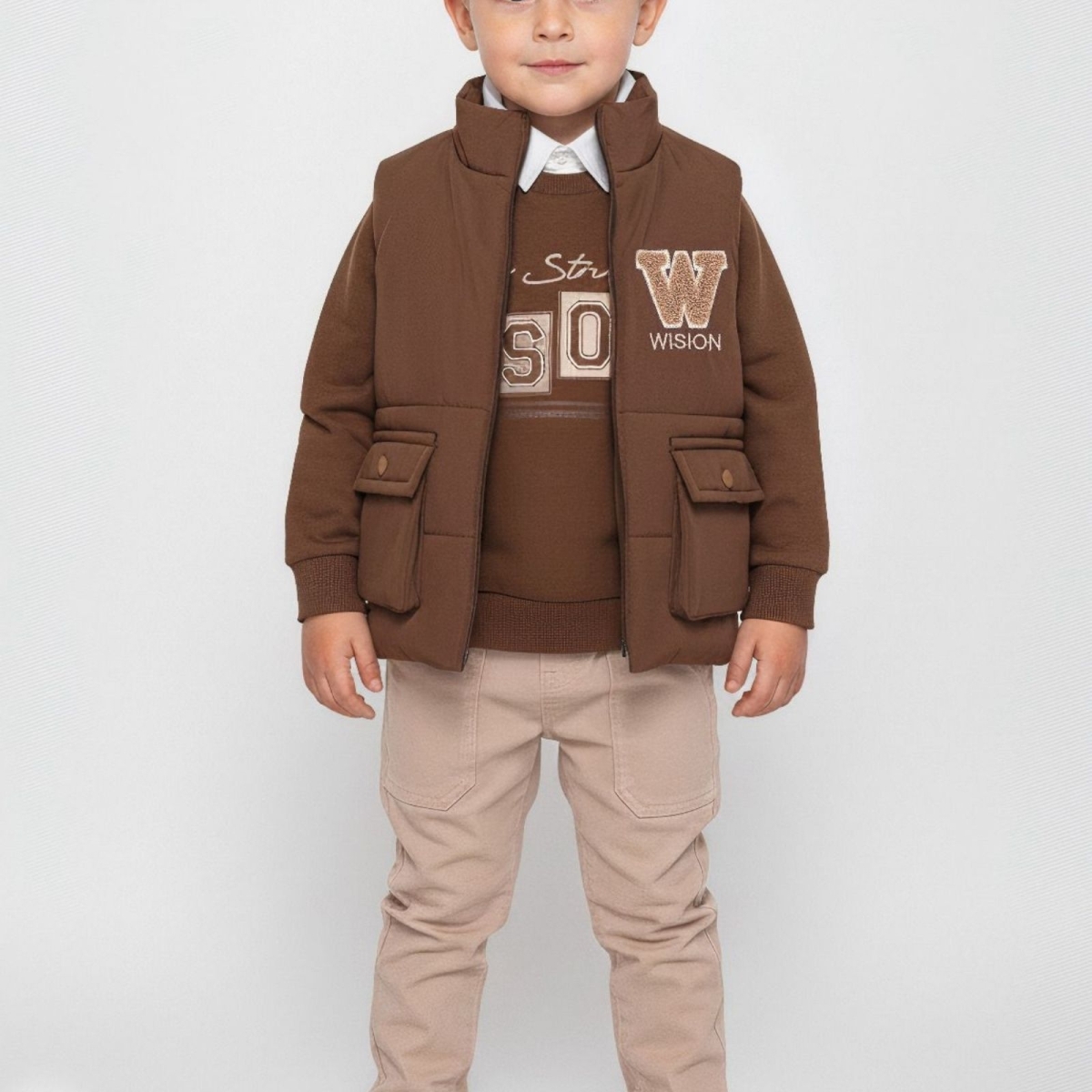 ERKEK 2/5 YAŞ W SİZİNE NAKIŞLI ELYAFLI  YELEK 4&#039;LÜ