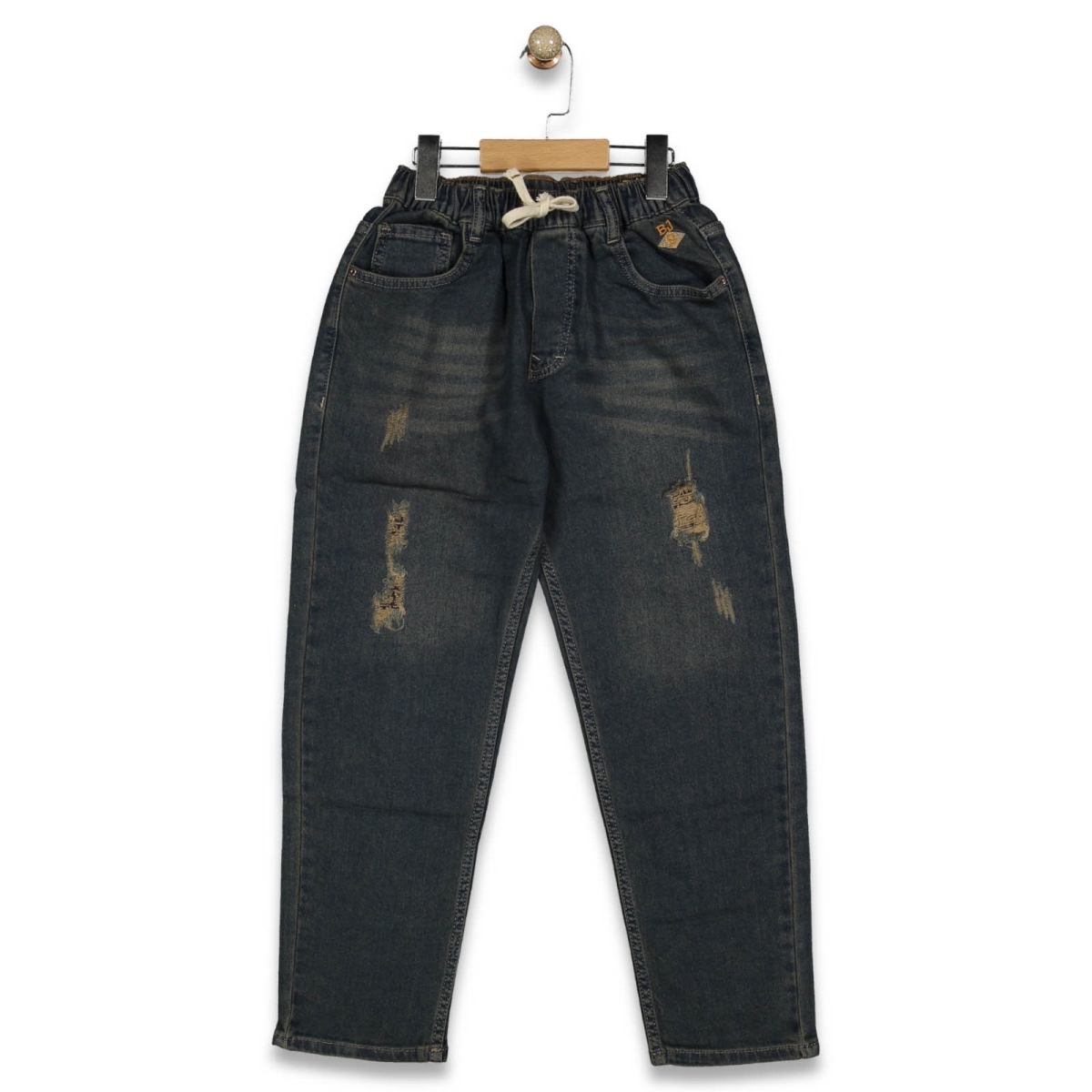 ERKEK 2/5 YAŞ YIRTIK KOT BEL İP BAĞLAMALI PANTALON