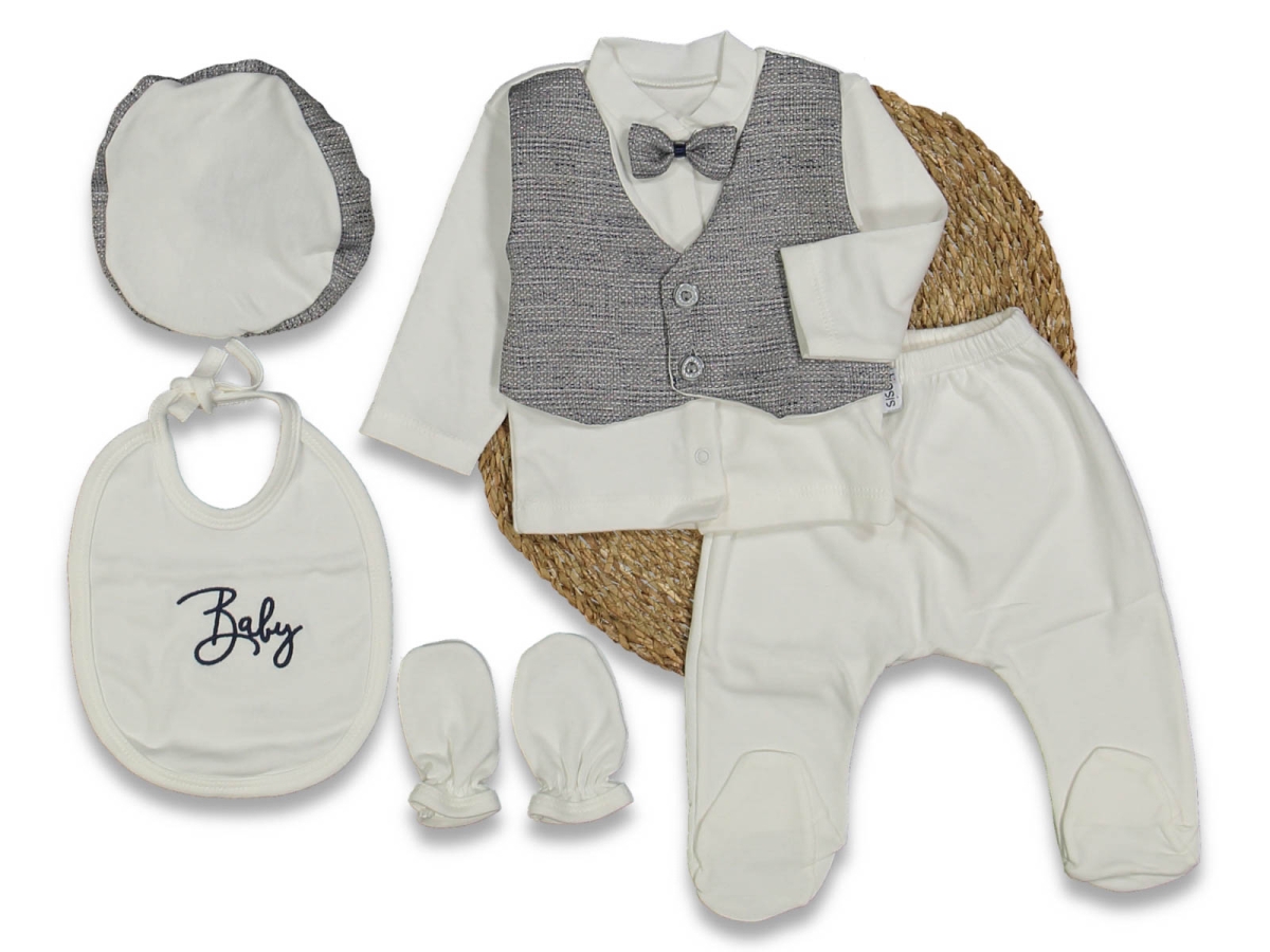 ERKEK 3/3 AY 5 PARÇA  YELEKLİ ZIBIN SETİ 