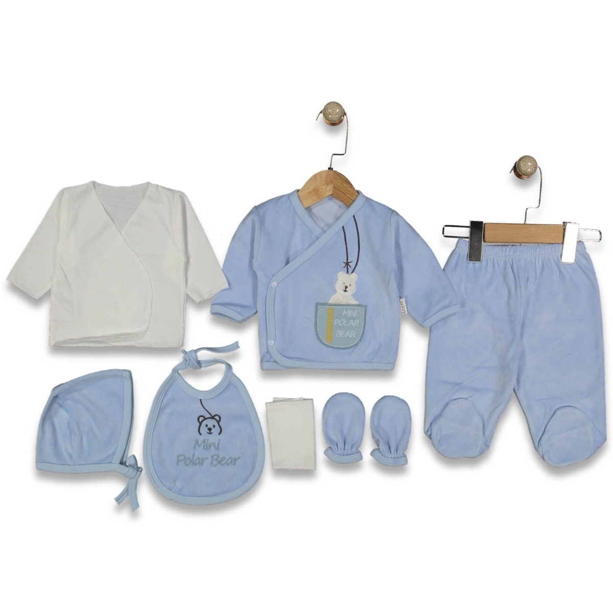 ERKEK 3/3 AY 7'Lİ KADİFE SET POLAR BEAR