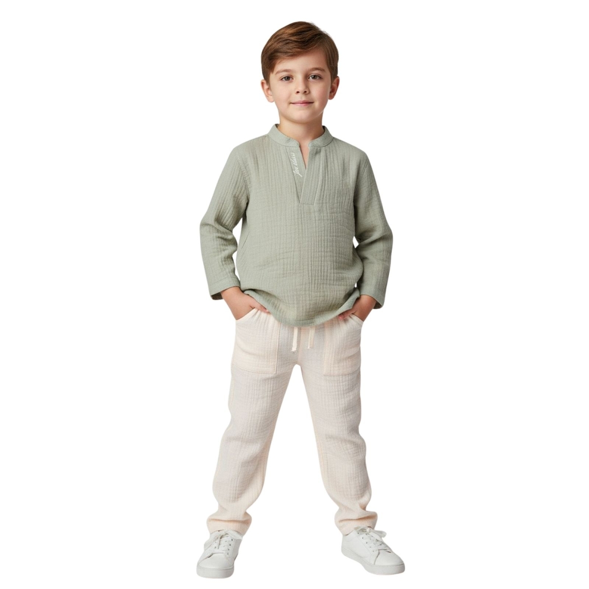 ERKEK 3/6 YAŞ NAKIŞLI MÜSLİN 2Lİ TAKIM