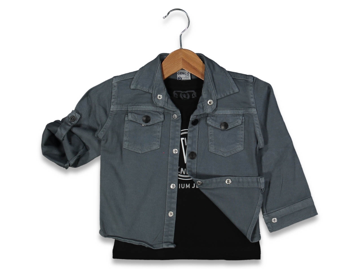 ERKEK 3/7 YAŞ ARKA BASKILI PİEFTİ GÖMLEK 