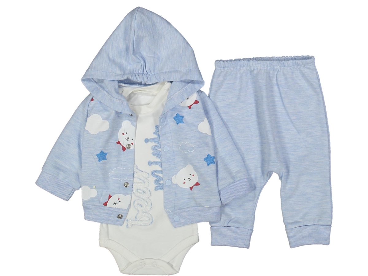 ERKEK 3/9  AY BEAR MINI 3'LÜ KAPŞONLU TAKIM 