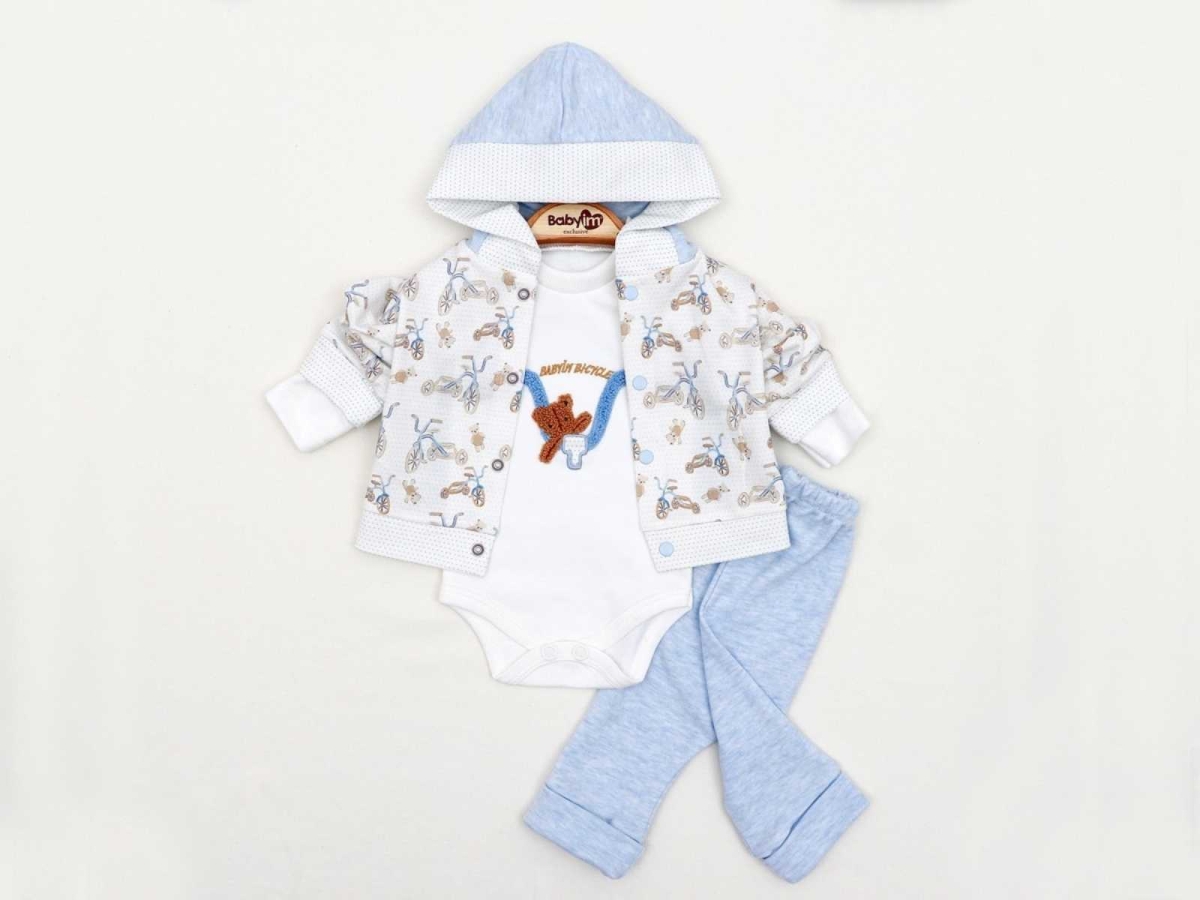 ERKEK 3/9 AY BİSİKLETLİ 3LÜ KAPŞONLU TAKIM 