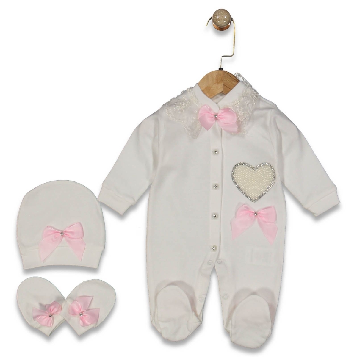 ERKEK 3/9 AY İNCİLİ KALP NAKIŞLI DANTELLİ TULUM SE