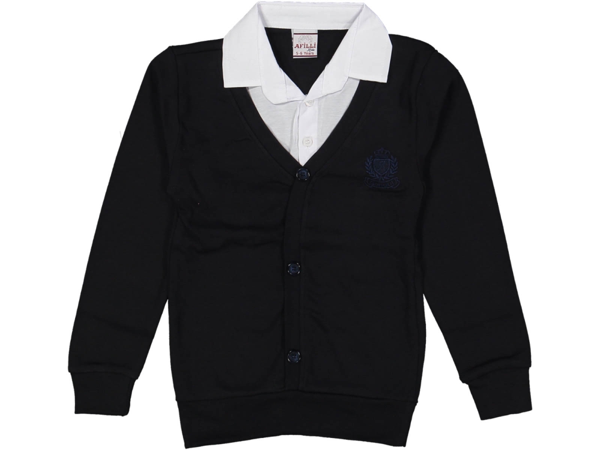 ERKEK 5/14 YAŞ A ARMA NAKIŞLI DÜĞMELİ HIRKALI SAHTE GÖMLEK BEYAZ