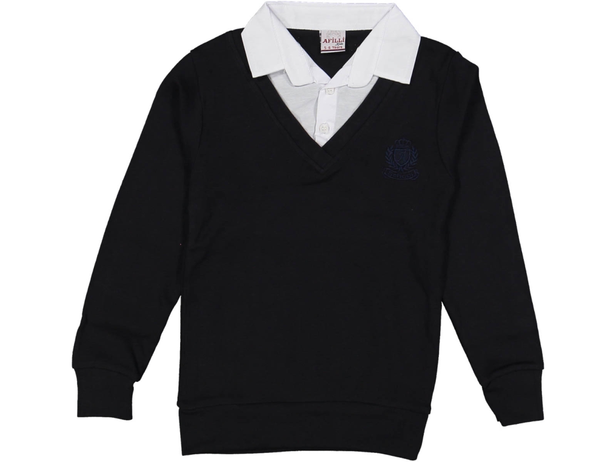 ERKEK 5/14 YAŞ A ARMA NAKIŞLI V YAKA SAHTE GÖMLEK BEYAZ