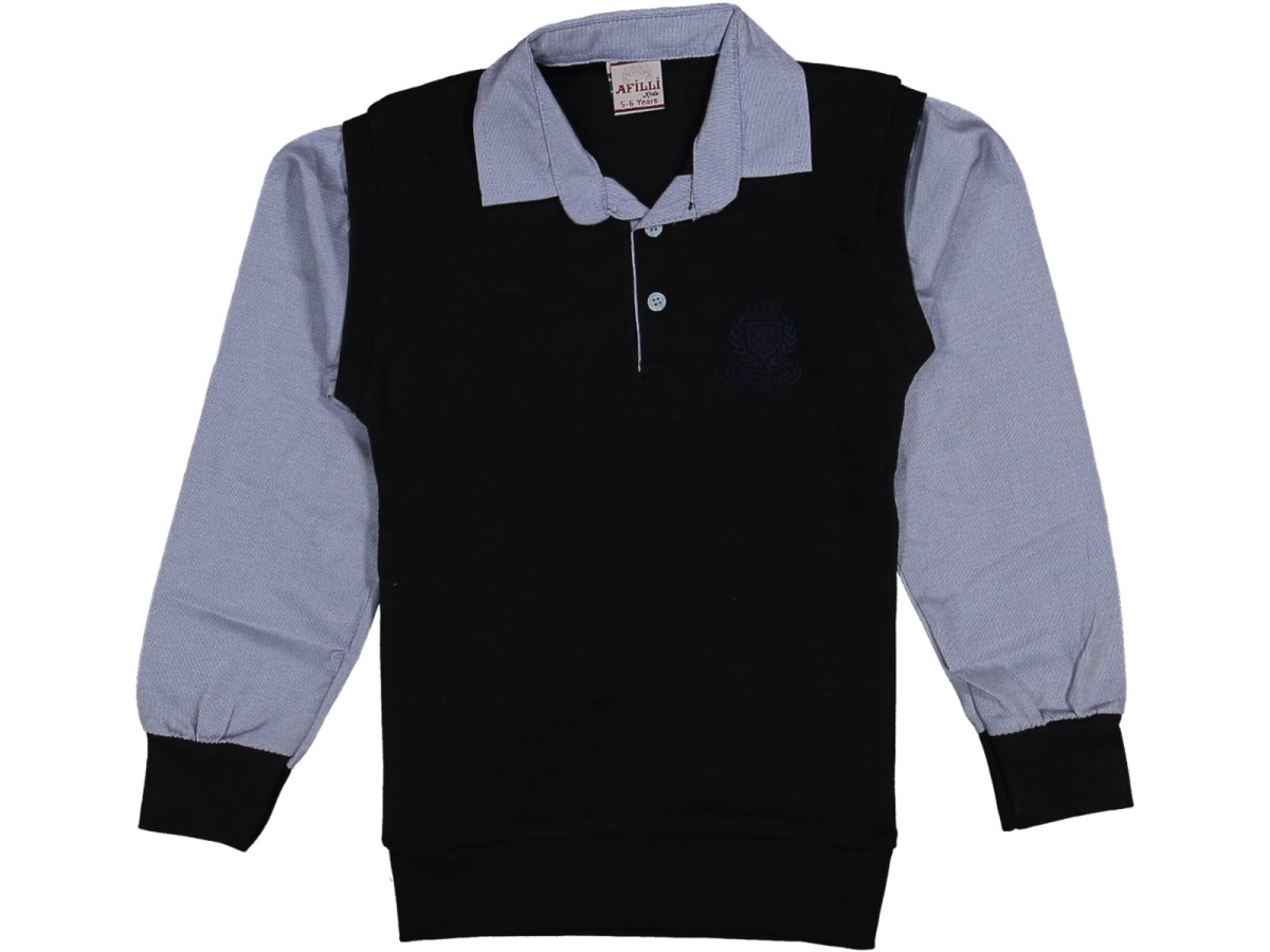 ERKEK 5/14 YAŞ P ARMA NAKIŞLI PATLI GÖMLEK MAVİ