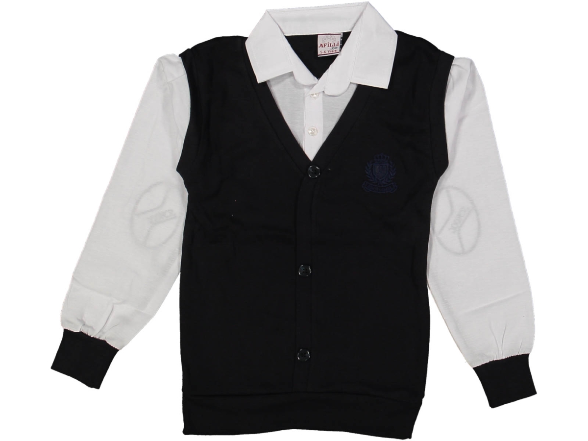 ERKEK 5/14 YAŞ P ARMA NAKIŞLI SÜVETERLİ SAHTE GÖMLEK BEYAZ