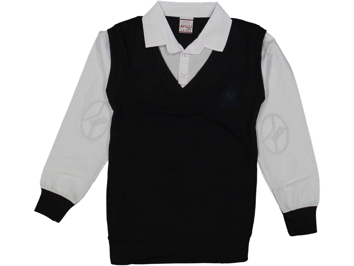 ERKEK 5/14 YAŞ P ARMA NAKIŞLI V YAKA SAHTE GÖMLEK BEYAZ