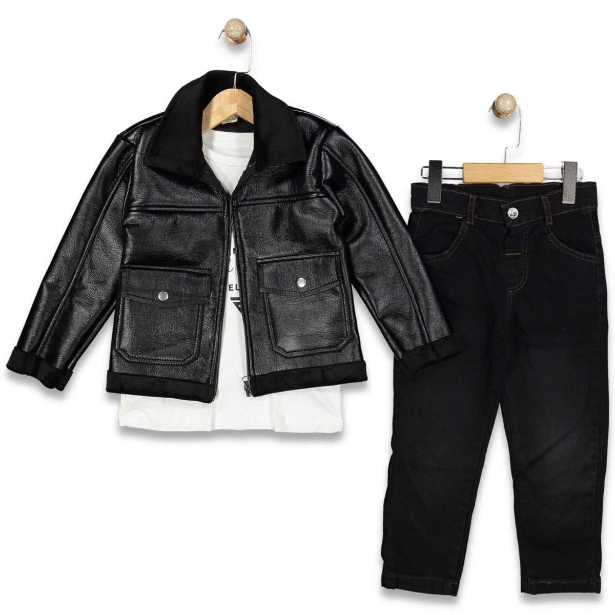 ERKEK 5/8 YAŞ DERİ CEKETLİ TAKIM