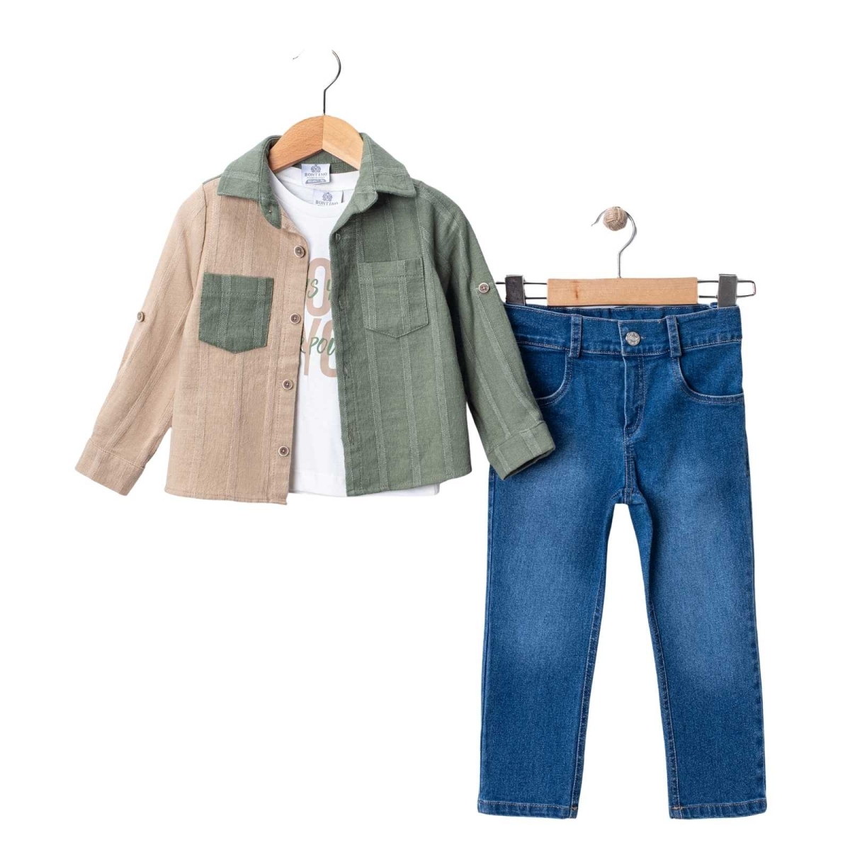 ERKEK 6/10 YAŞ ÇİFT RENK GÖMLEKLİ 3'LÜ  TAKIM