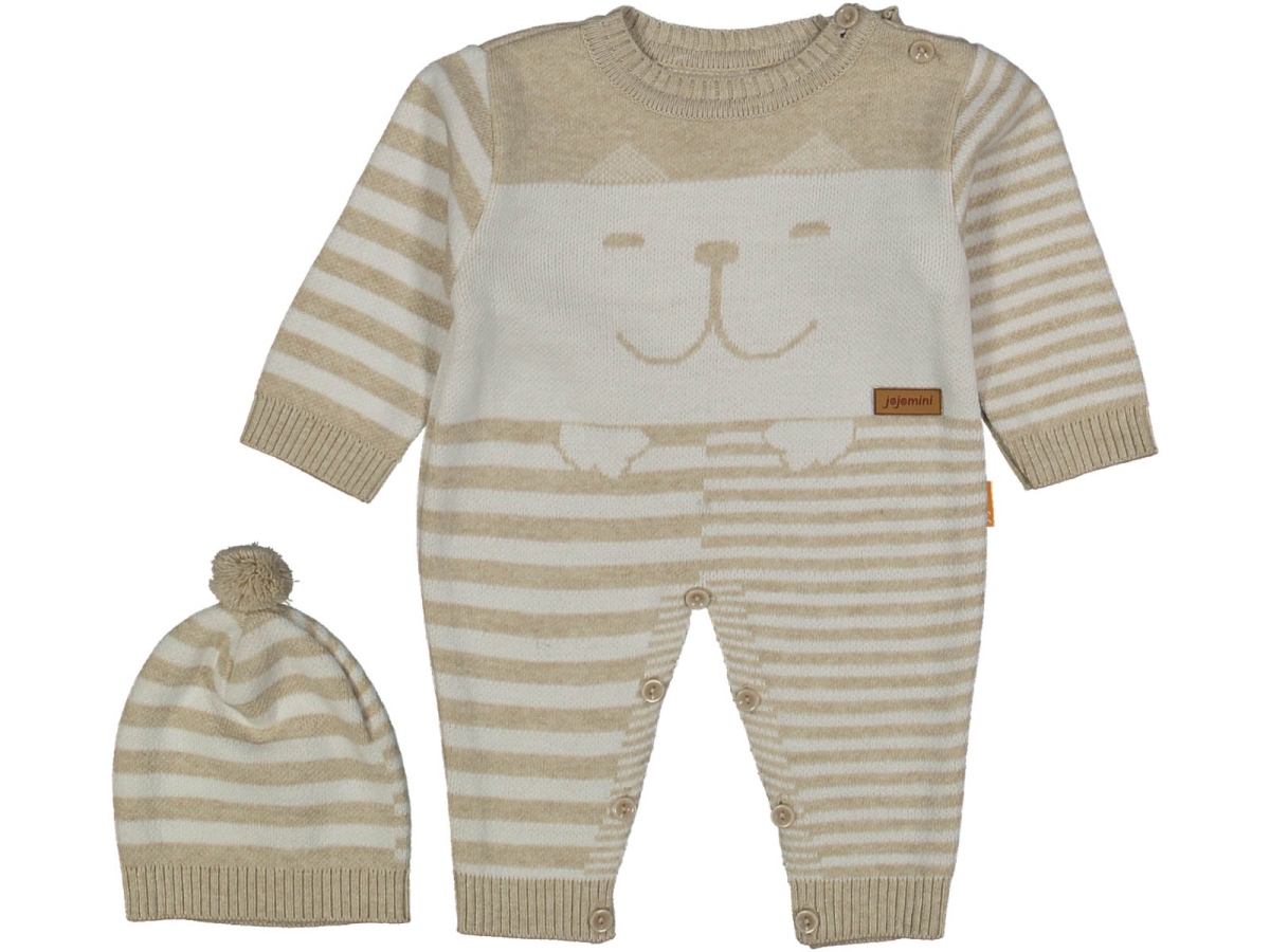ERKEK 6/12 AY ÇİZGİLİ ŞAPKALI TRİKO TULUM