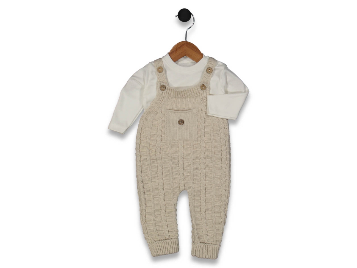 ERKEK 6/12 AY MERDİVEN ÖRGÜ CEPLİ BAHÇIVAN TULUM