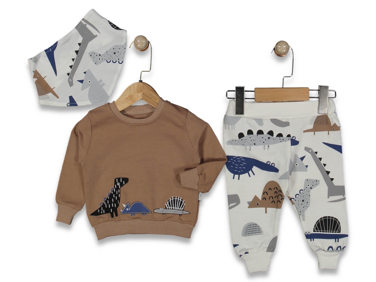 ERKEK 6/18 AY DİNO FULARLI TAKIM