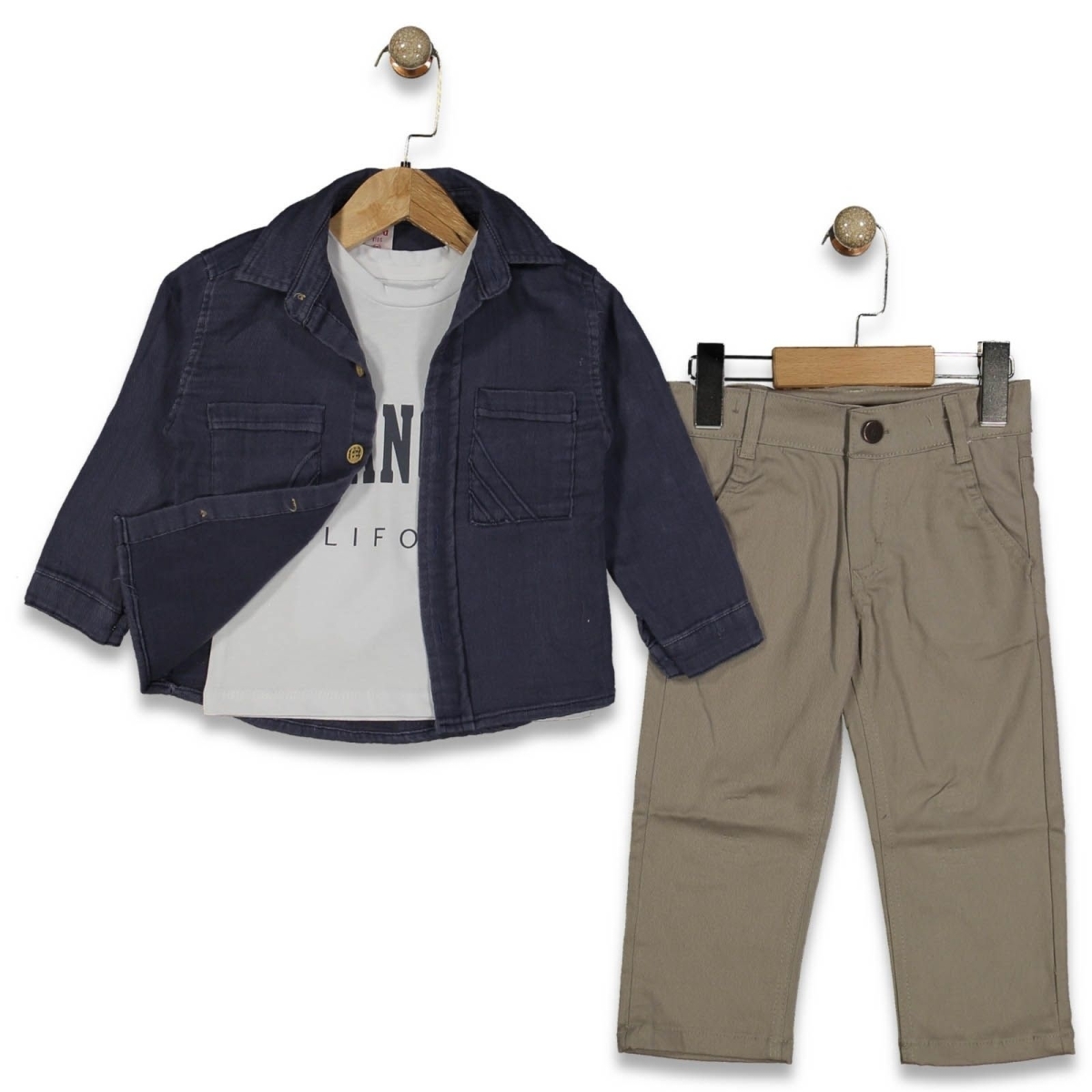 ERKEK 6/9 YAŞ GABARDİN MİSLİN GÖMLEK ÜÇLÜ TAKIM