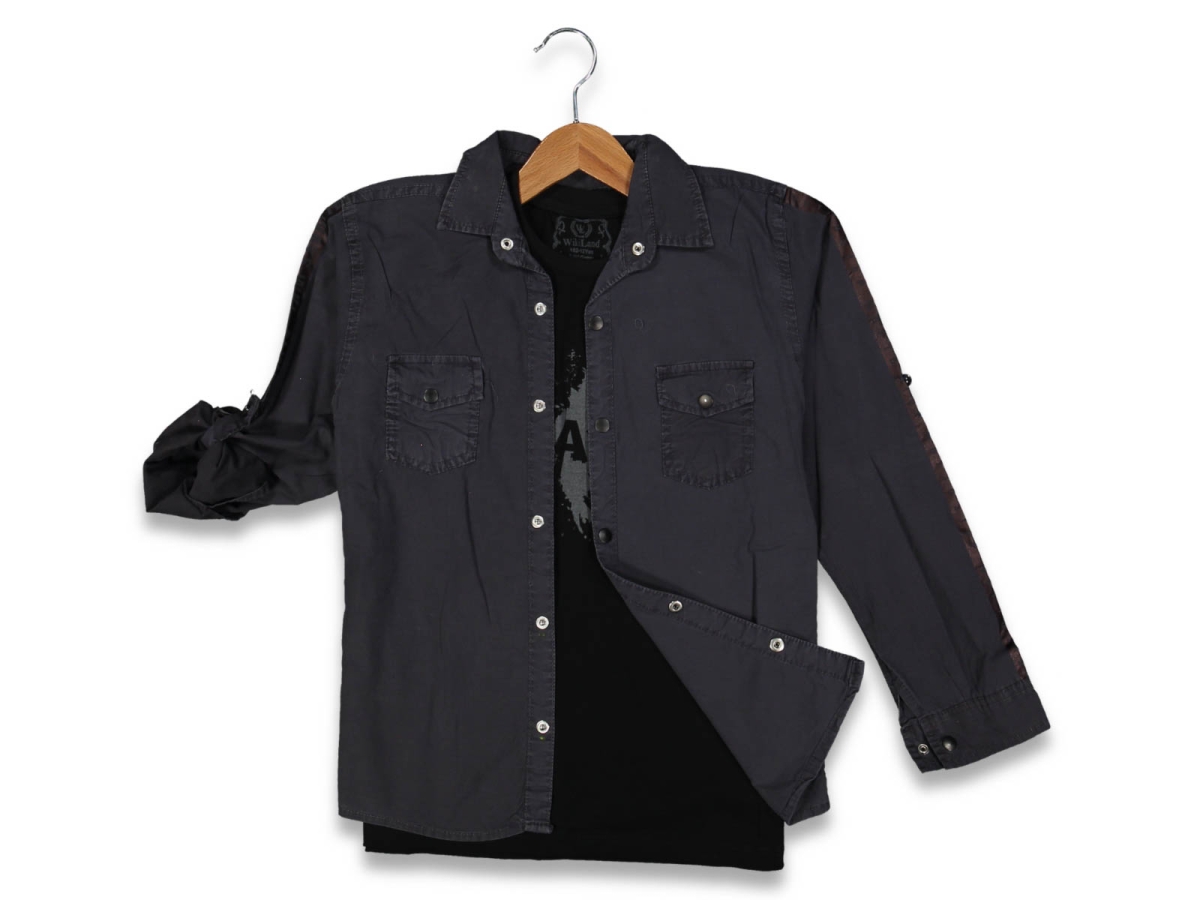 ERKEK 8/12 YAŞ KOL BASKILI PİEFTİ GÖMLEK 