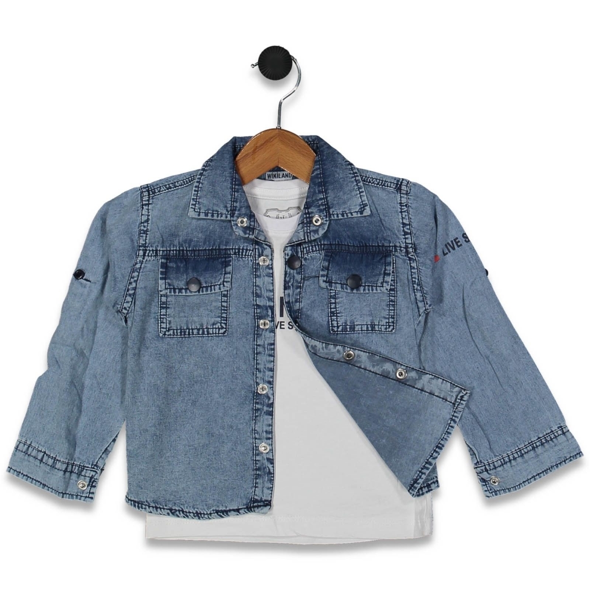 ERKEK 8/12 YAŞ WİKİLAND BASKILI 2’Lİ KOT GÖMLEK