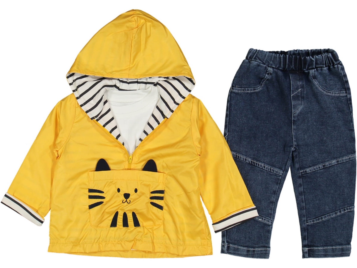 ERKEK 9 Ay,12 Ay,18 Ay,24 Yaş MEOW YAĞMURLUK 3LÜ TAKIM
