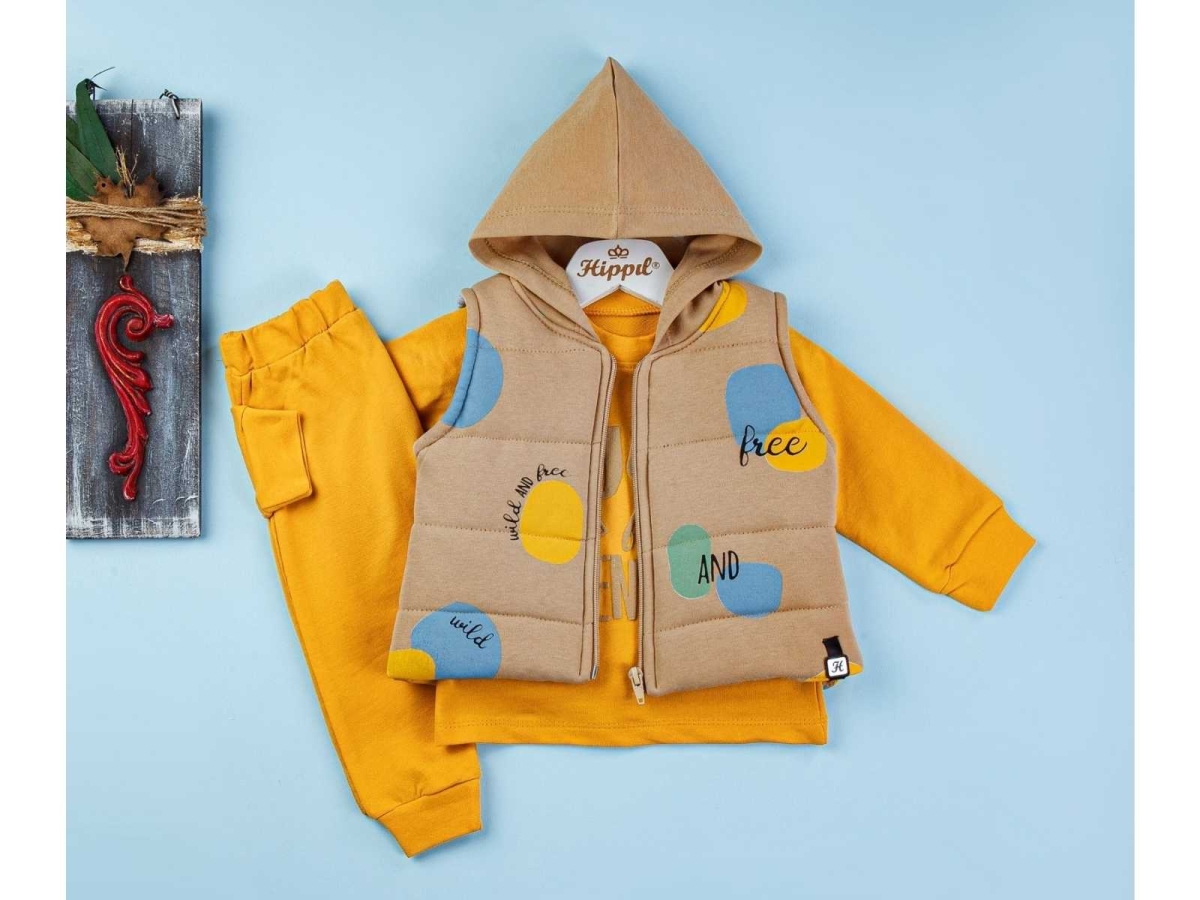 ERKEK 9/18 AY 2İP RENKLİ YELEKLİ 3LÜ TAKIM