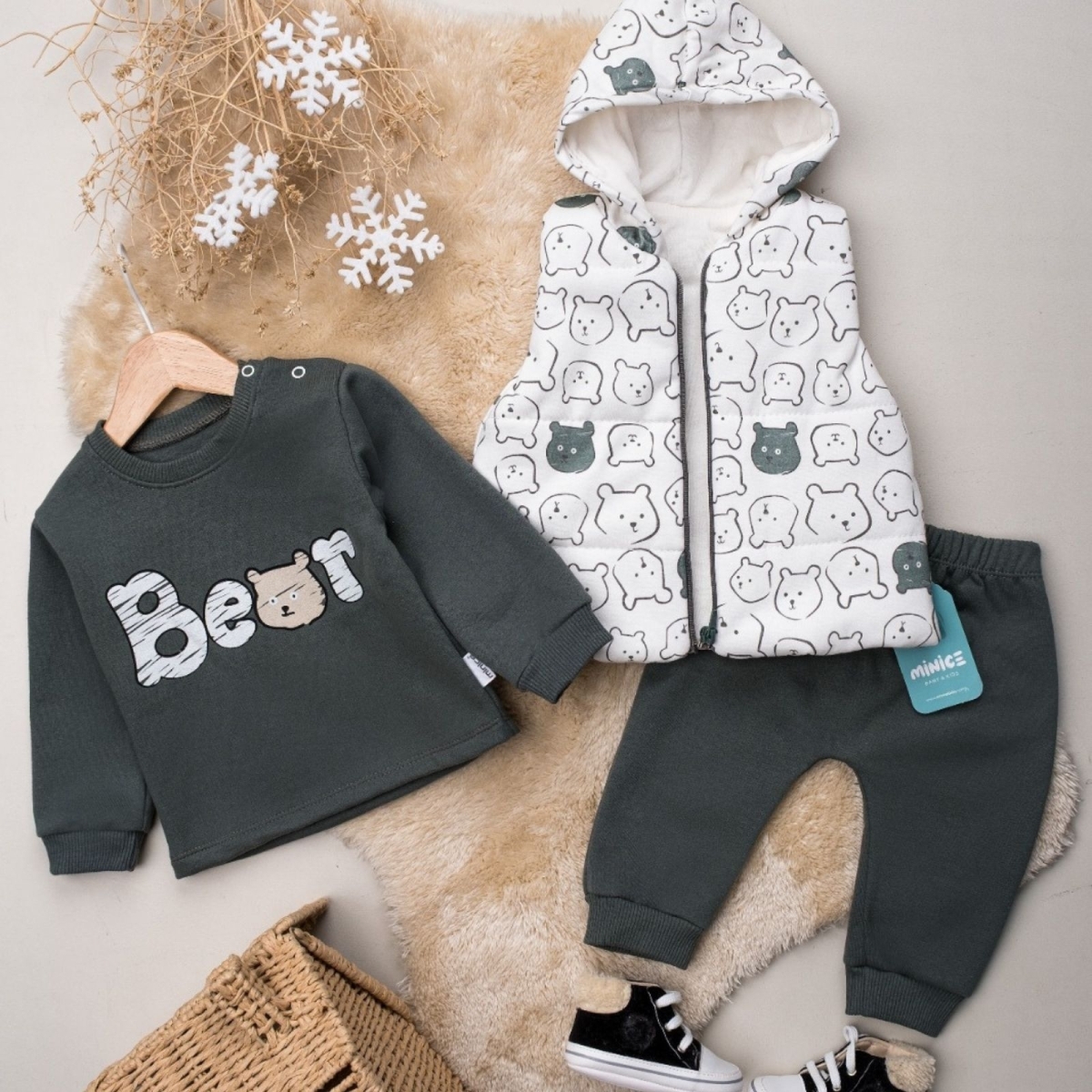 ERKEK 9/24 AY BEAR BASKILI KIŞLIK TAKIM