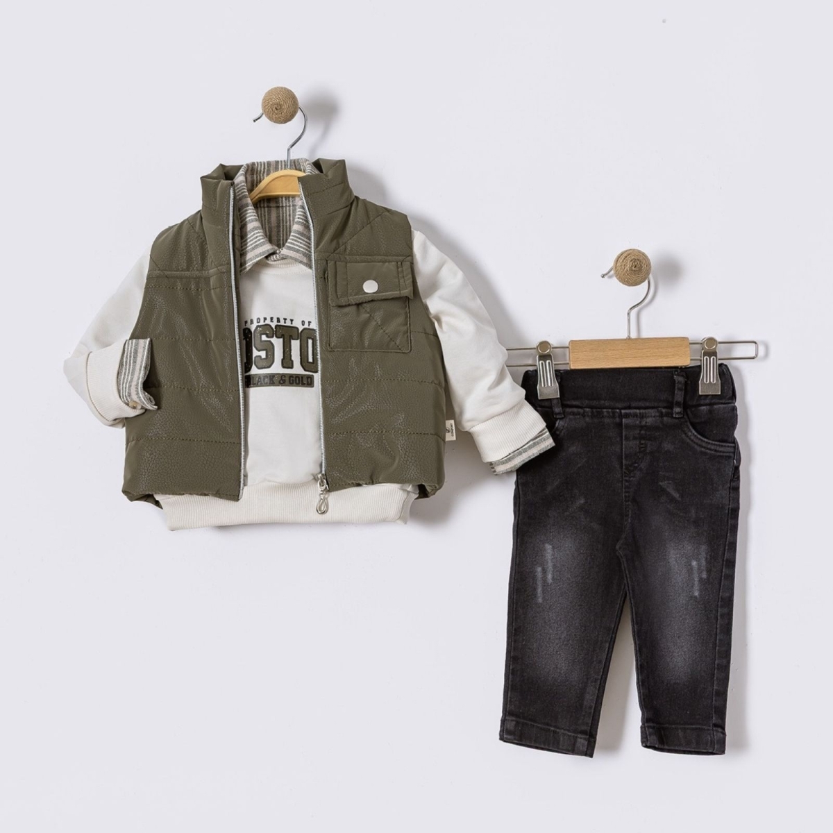 ERKEK 9/24 AY BOSRTON YELEKLİ DÖRTLÜ ERKEK TAKIM