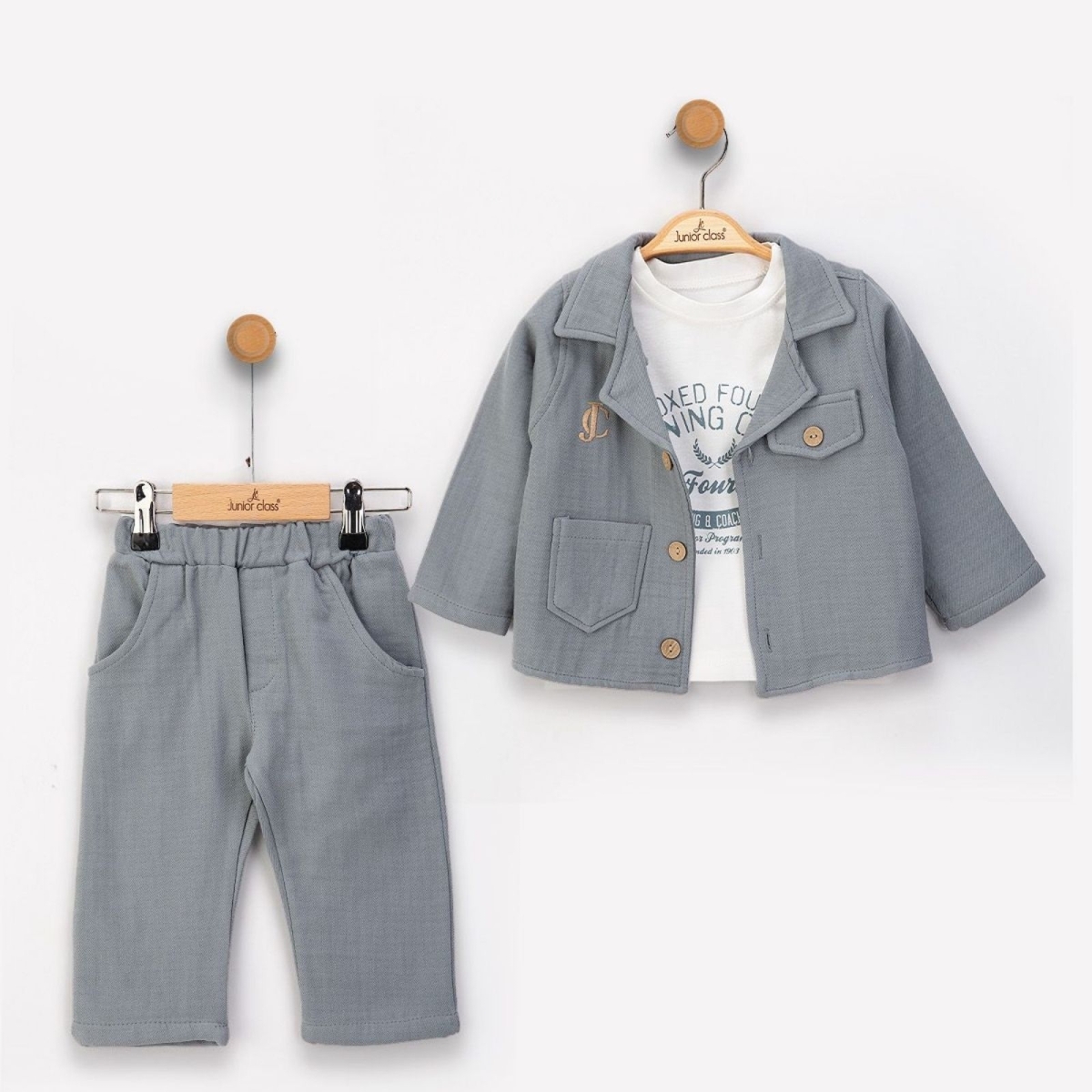 ERKEK 9/24 AY JC NAKIŞLI CEKET 3’LÜ TAKIM