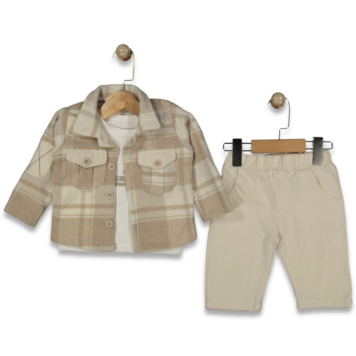 ERKEK 9/24 AY KARELİ KAŞE CEKET 3&#039;LÜ TAKIM