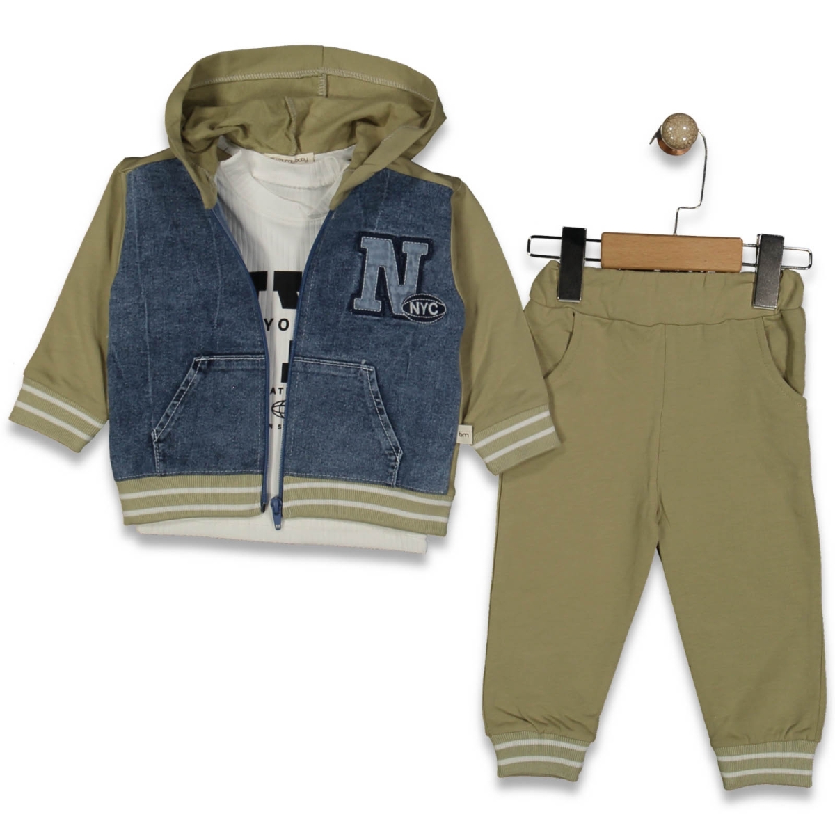 ERKEK 9/24 AY NYC İŞLEMELİ KOT DETAYLI 3 LÜ TAKIM