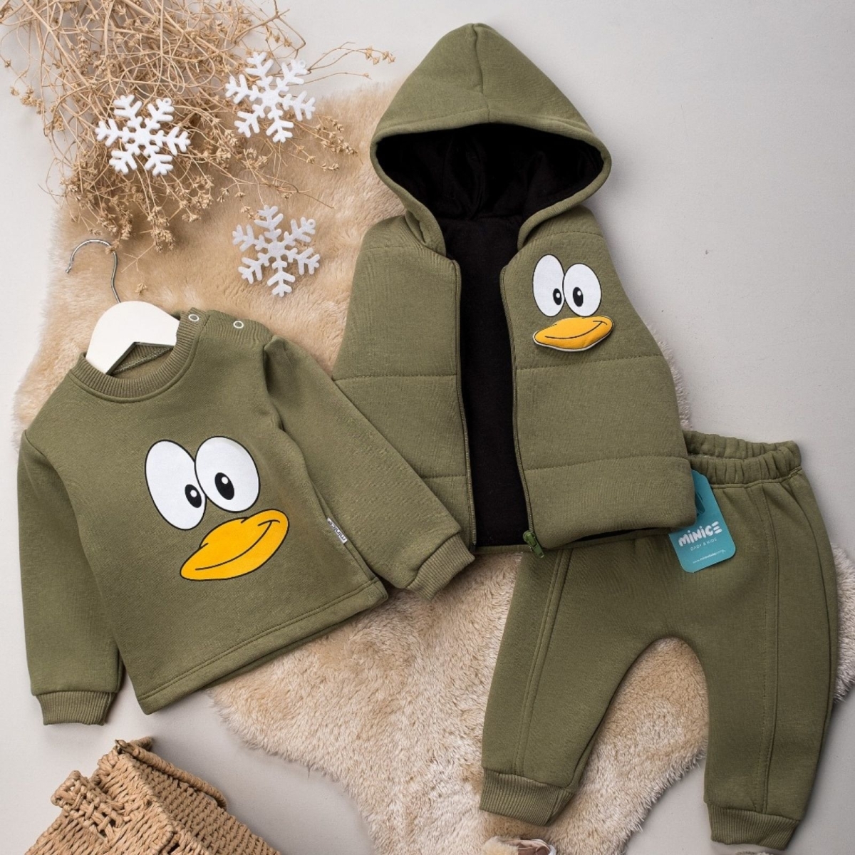 ERKEK 9/24 AY ÖRDEK BASKILI ÜÇLÜ TAKIM