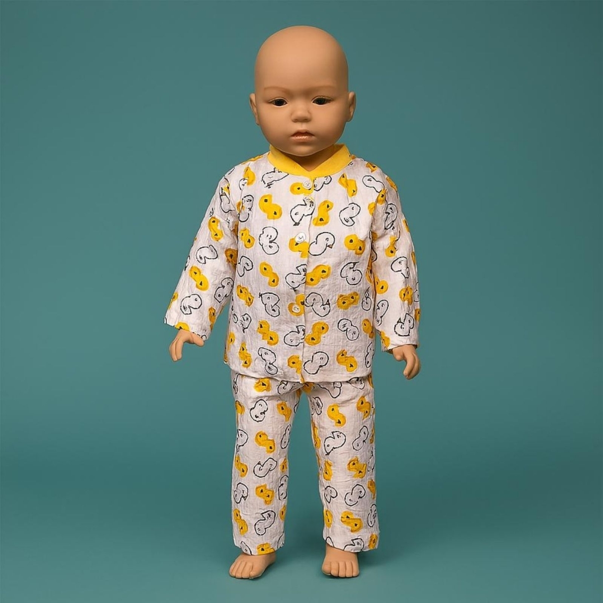 GONCA BEBE 045/3-UNISEX 1/3 YAŞ ÇITÇITLI PİJAMA CİVCİV TAKIM