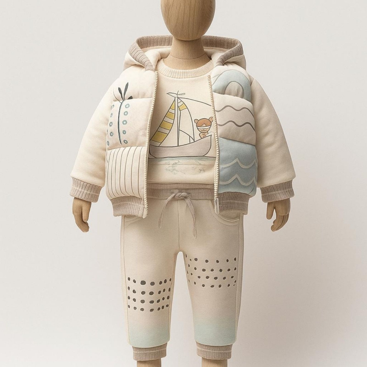 HİPPIL 5208-UNISEX 6/18 AY YELKENLİ GEMİ 3 LÜ TAKIM