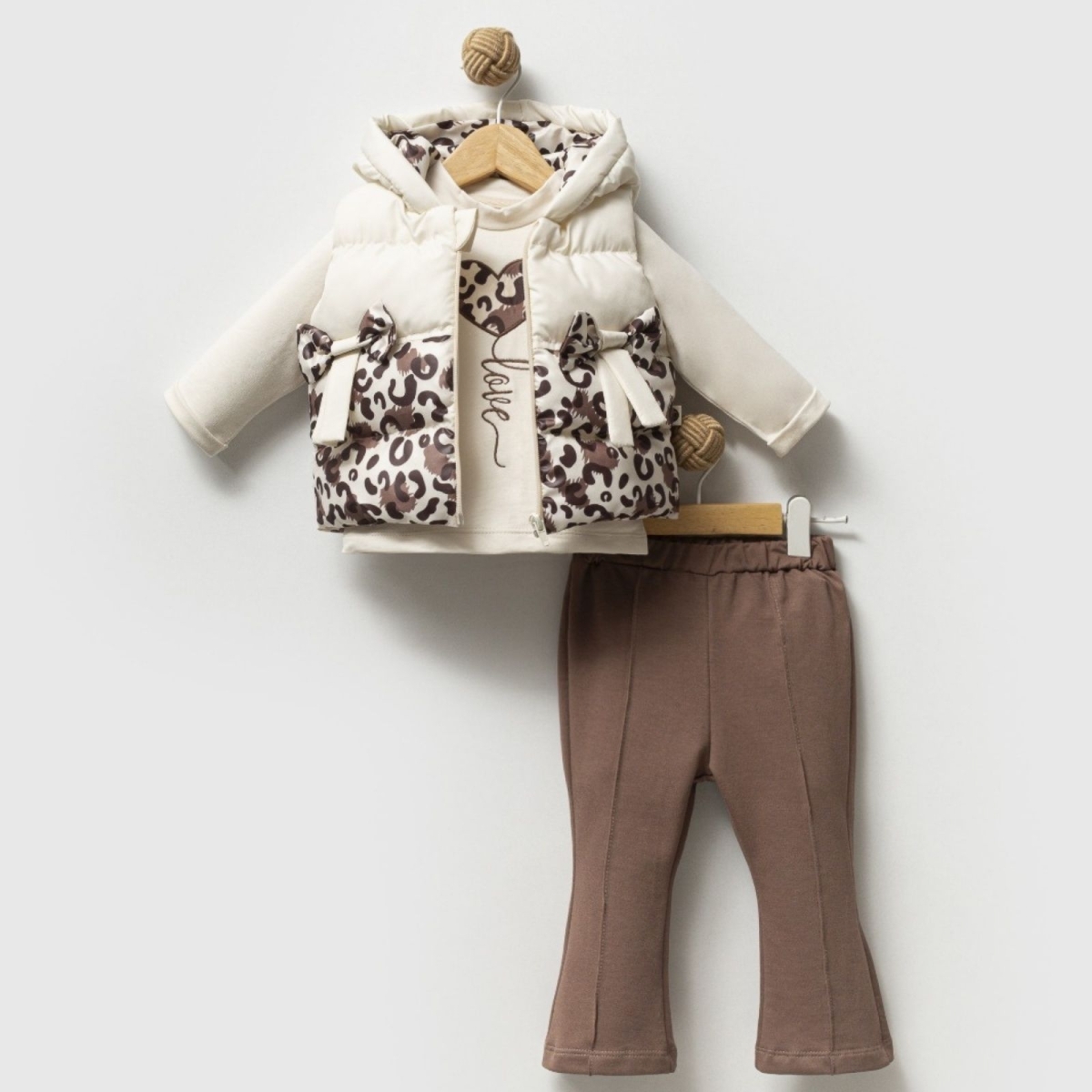 HİPPIL 5213-KIZ 6/18 AY KALP FİYONK LEOPARLI 3 LÜ TAKIM