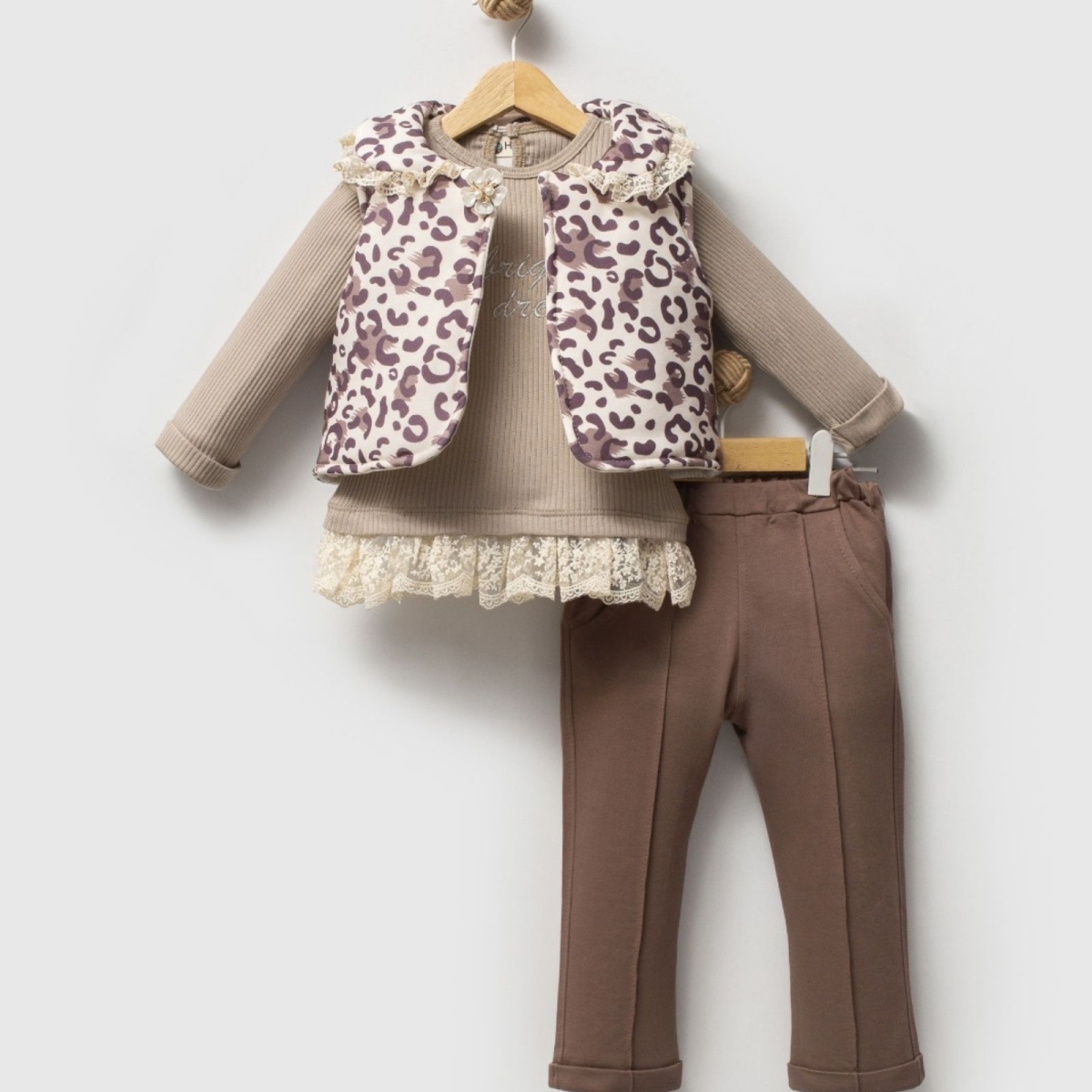 HİPPIL 7043-KIZ 2/4 YAŞ YILDIZ LEOPAR 3 LÜ TAKIM