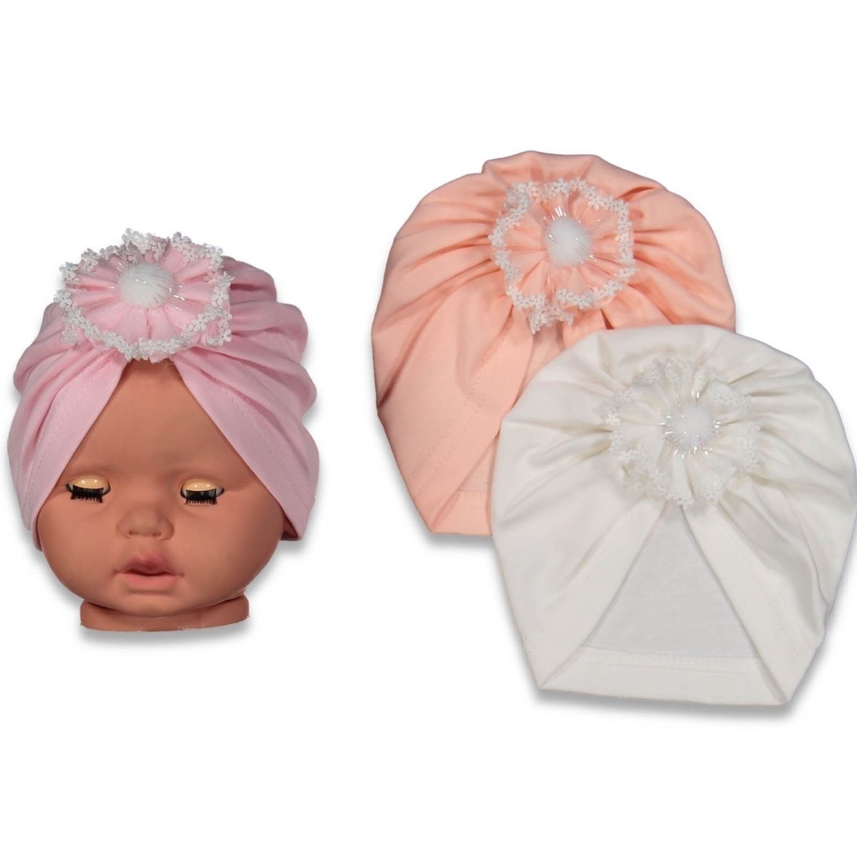 KAYRA 6122-KIZ 3/18 AY PENYE PONPON ÇİÇEK BONE