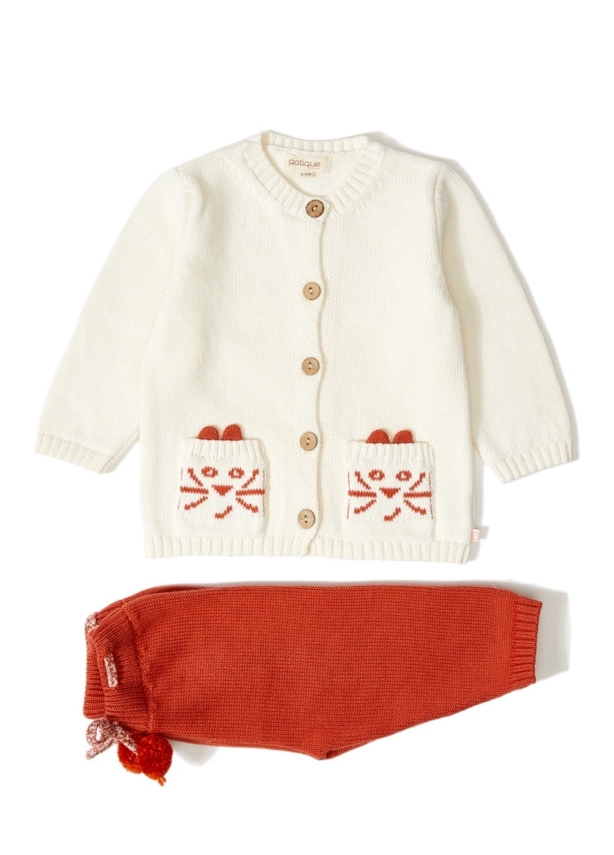 KEDİ DESENLİ ORGANİK PAMUK İKİLİ TAKIM