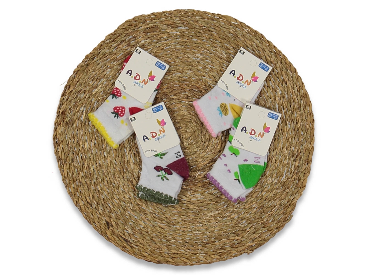 KIZ 0/1 AY KARIŞIK DESENLİ SOKET ÇORAP