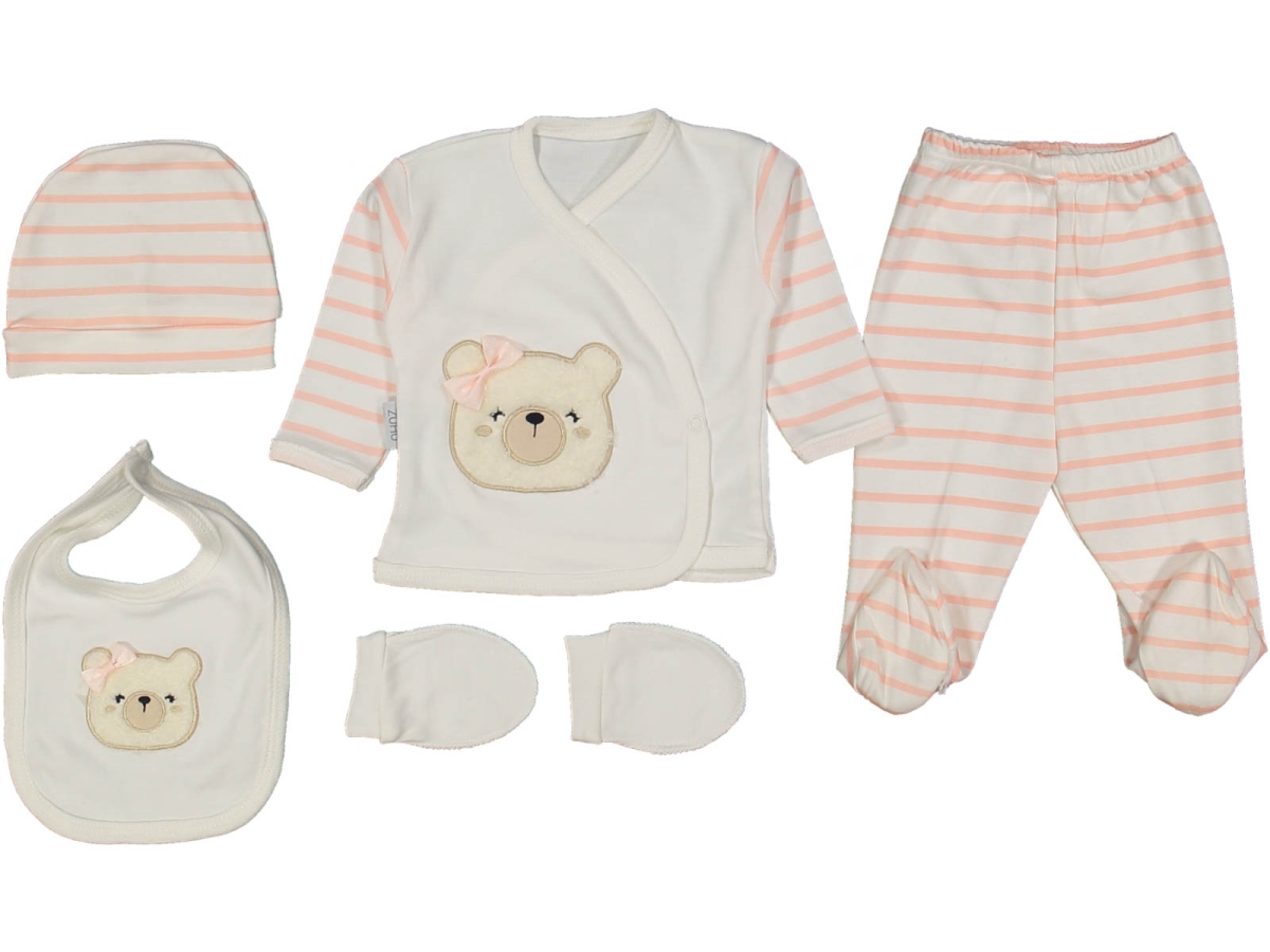 KIZ 0/3 AY ÇİZGİLİ AYILI 5Lİ ZIBIN SET