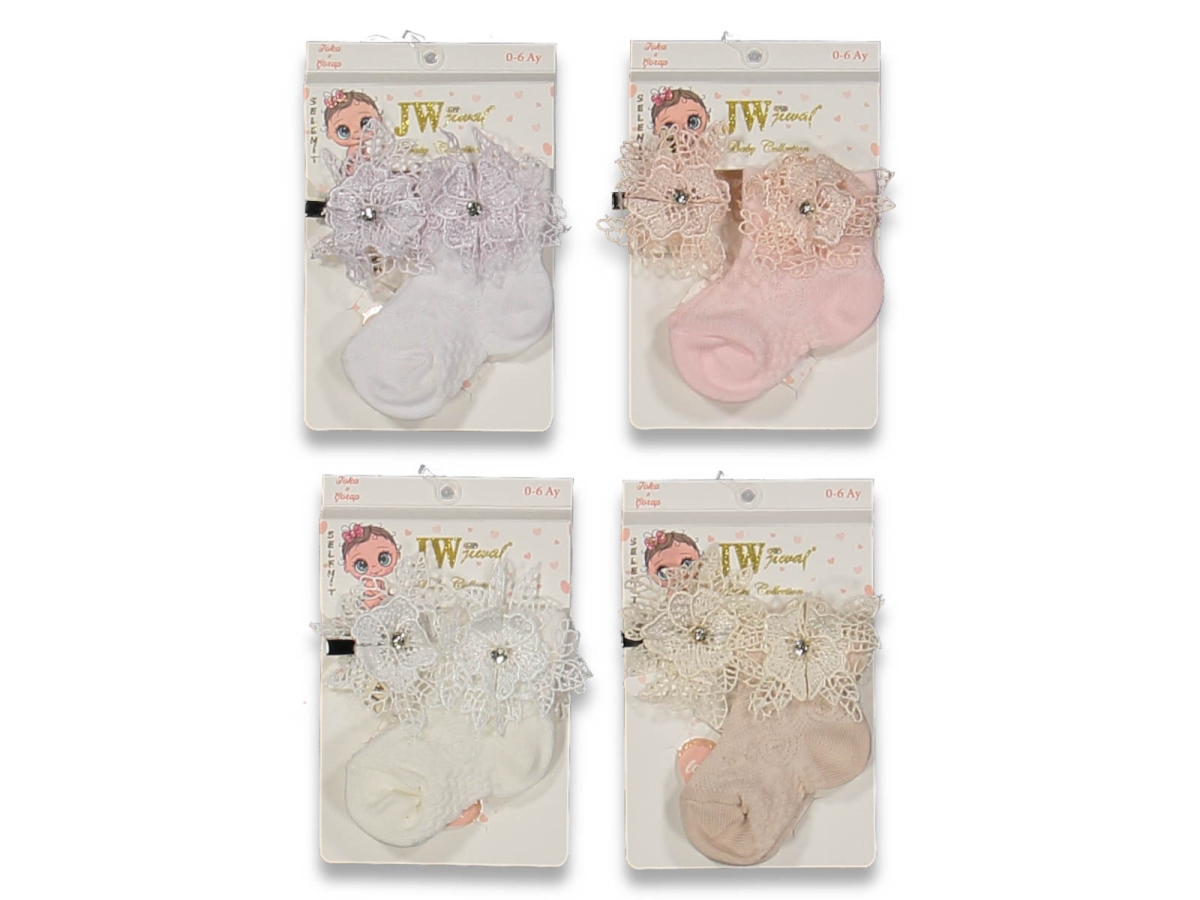 KIZ 0/6 AY SELENİT DANTELLİ TOKA ÇORAP SET