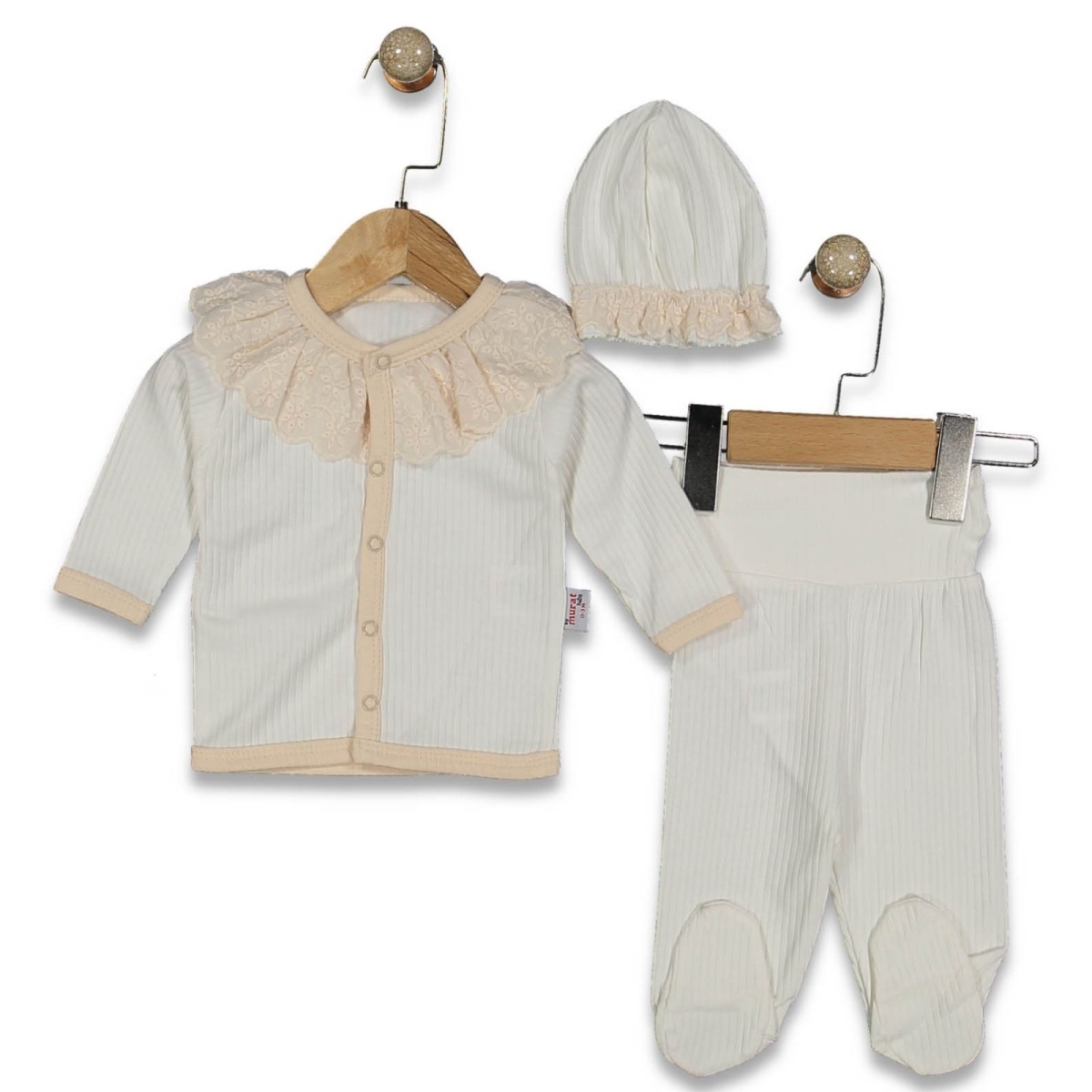 KIZ 0/6 AY YAKA GÜPÜRLÜ ŞAPKALI 2Lİ  TULUM