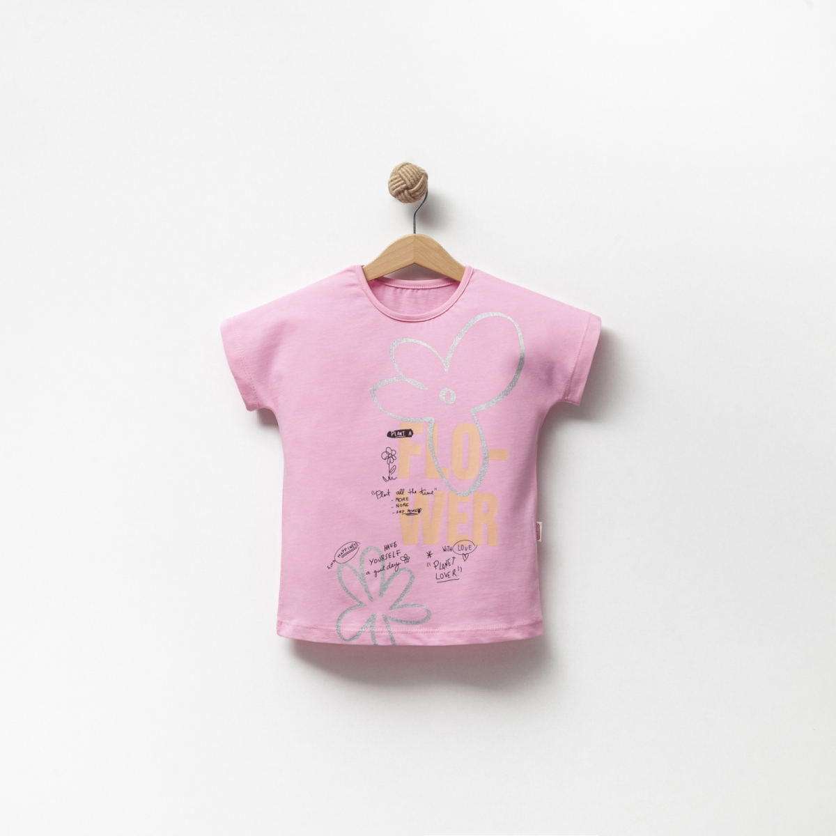 KIZ 1-4 YAŞ ÇİCEK BASKILI T-SHIRT