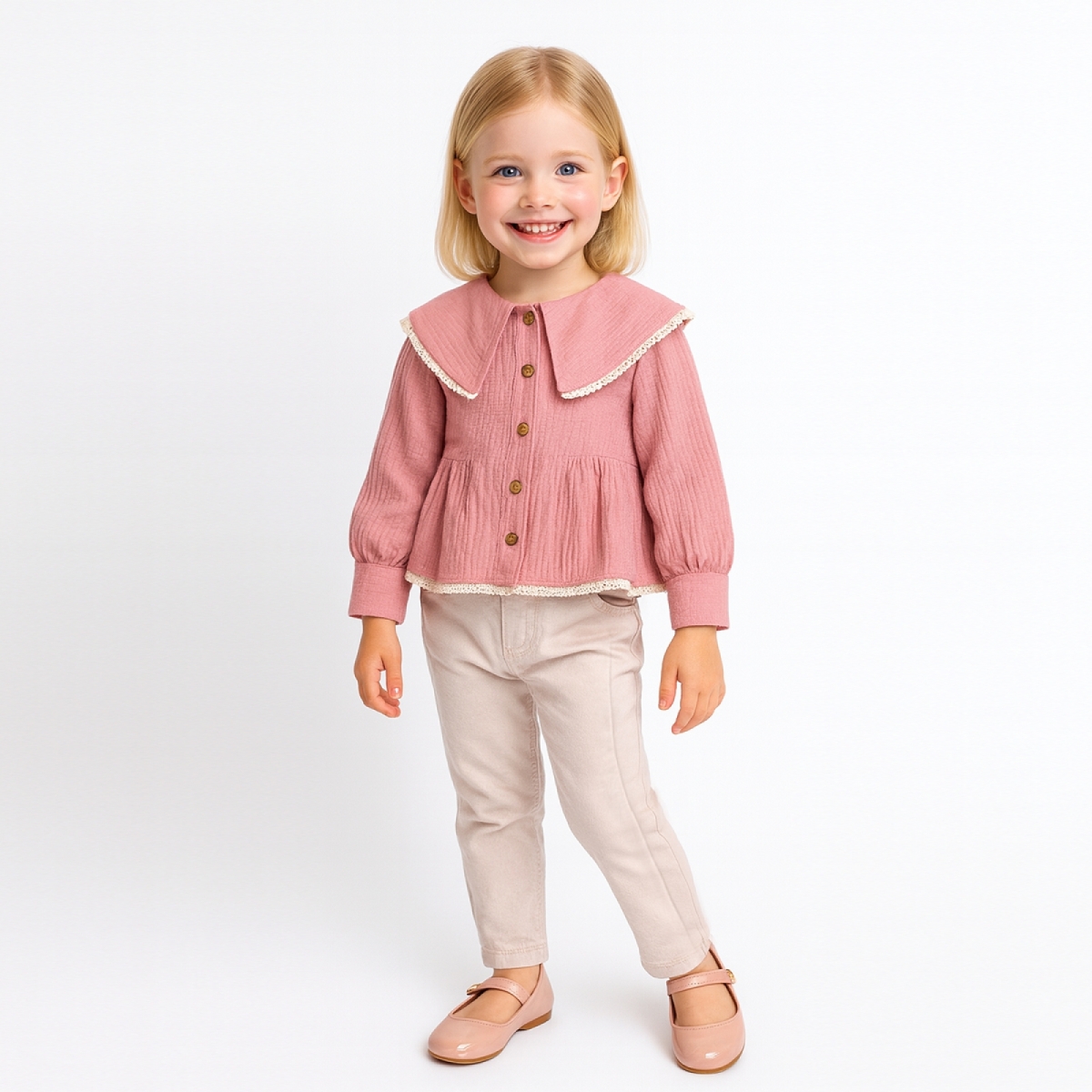 KIZ 1-4 YAŞ MÜSLİN GÖMLEK ÇOCUK TAKIM